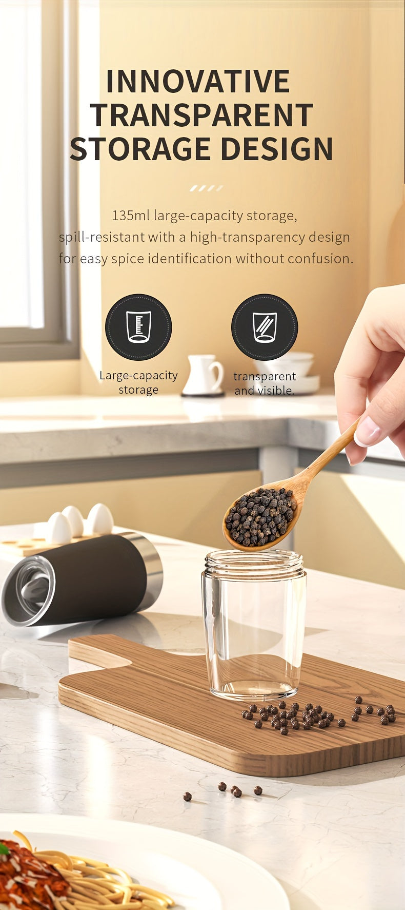 Electric Salt and Pepper Mill with Adjustable Coarseness and LED Light for Kitchen Seasoning, Single or Two-Piece Selections with Gravity-Sensing and USB Option Labels