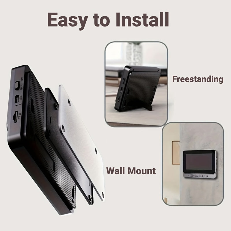 Indoor Monitor Video Doorbell with Listed 4.3-Inch Screen, Two-Way Talk and Infrared Night Vision, Black Wireless SD Card Options and Separate WiFi Style