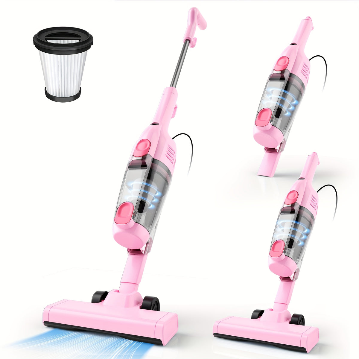 600W Bagless Stick Vacuum INSE with Listed 20kPa Suction and 18-Foot Cord, Handheld Cleaning Format in Seven Colors for Compatible Floors and Pet Hair Cleanup