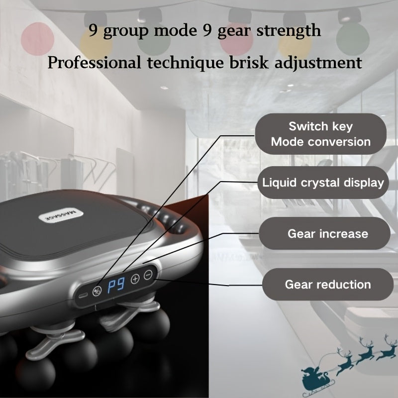 Multi-Node Massage Gun with Nine Intensity Levels and Nine Modes, Cordless Percussion Design in D-16 White, A-12 Gray or C-22 Gray Model Options