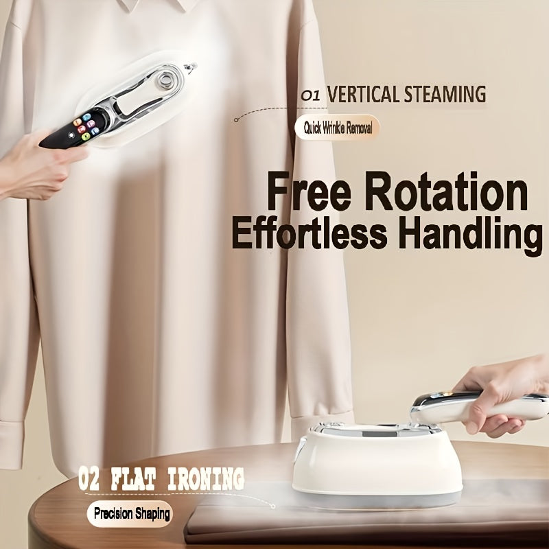 Beige Steam Iron with HD Display, Listed 5.41oz Water Tank, Self-Cleaning Function and 90-Degree Rotating Handle for Vertical and Horizontal Garment Care