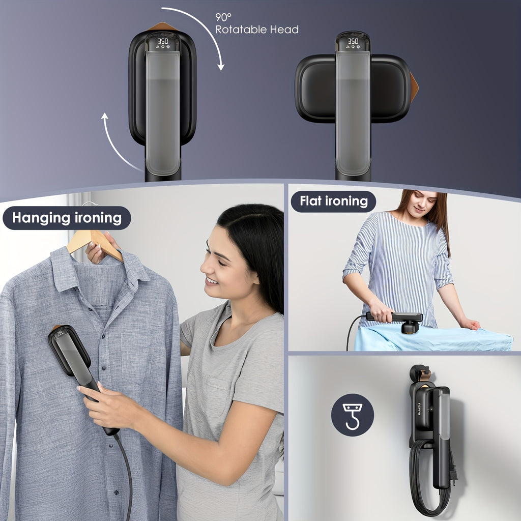 1100W Handheld Garment Steamer in Black with 10.14oz Water Tank, Listed 20-Second Steam Start and Stainless Steel Panel for Home and Travel Clothing Care