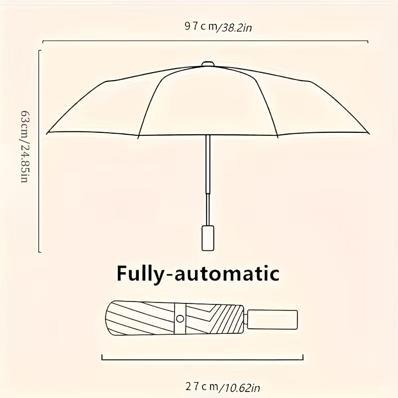 Compact Folding Umbrella in Black, Single Automatic Travel Umbrella with Listed Black Coating for Men and Women, Daily Commutes and Rainy-Day Outings