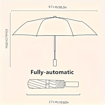 Compact Folding Umbrella in Black, Single Automatic Travel Umbrella with Listed Black Coating for Men and Women, Daily Commutes and Rainy-Day Outings
