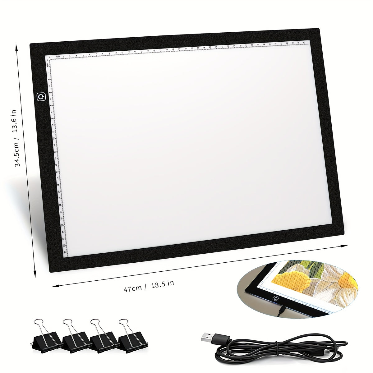 LED Tracing Light Pad with Adjustable Brightness, A2 and A3 Clip Set Options with Single or Double Light Bar References for Sketching and Diamond Painting