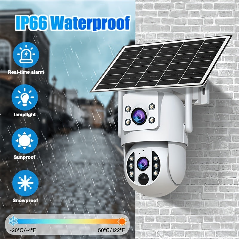JOOAN RS3 Solar Security Camera with Dual Lenses, Listed 355° Auto-Tracking PTZ, 1296P Color Night Vision, Two-Way Audio and Rechargeable Battery