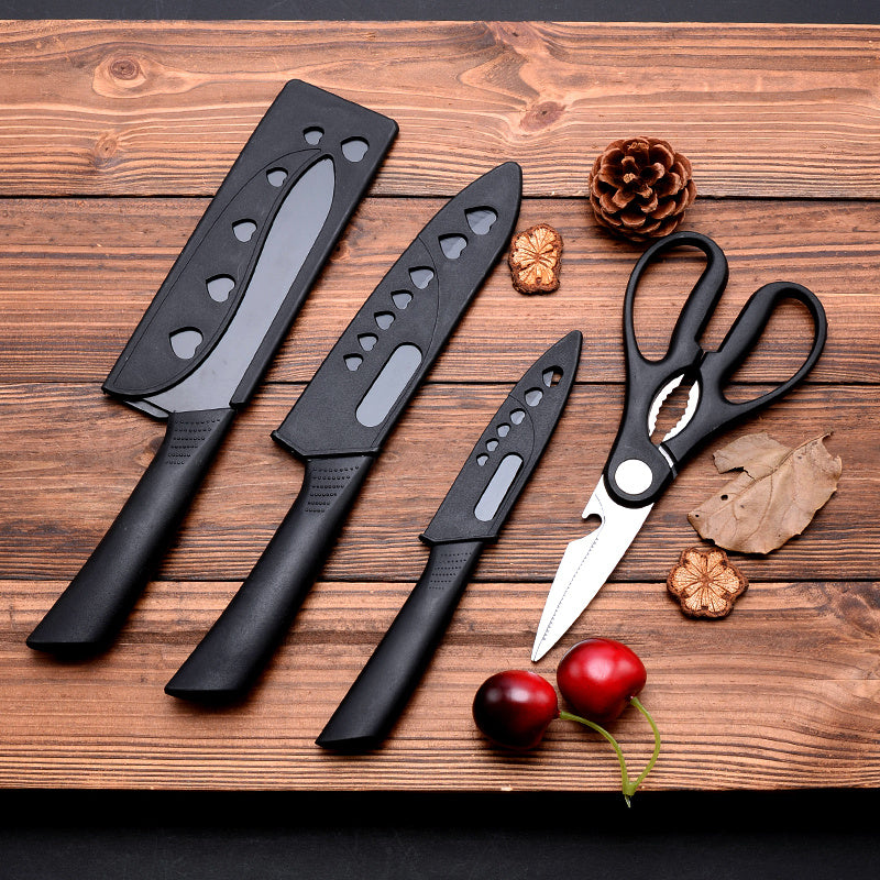 Black Kitchen Knife Set, Listed 4-Piece Dishwasher-Safe Kitchen Fruit Set for Everyday Home Food Preparation and Cooking Gifts for Mom or Dad