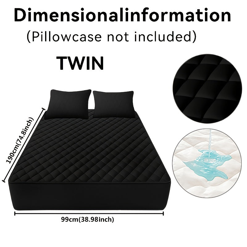 Fitted Mattress Protector with Listed 9–15 Inch Pocket Range, Single Solid-Color Bed Cover in Twin, Full, Queen and King Sizes with Nine Color Labels