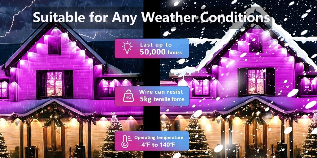 Permanent Outdoor RGB Eave Lights with App and Remote Control, Music Sync and Timer, Listed 100FT or 500FT Options for Christmas, New Year and Party Decor