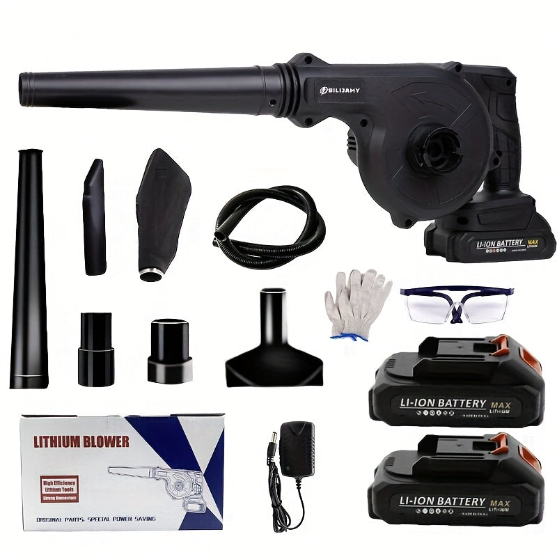 Portable Battery Leaf Blower, Yellow or Black Cordless Handheld Yard Tool with One- or Two-Battery Configurations and Selected Seven-Piece Sets for Leaf Cleanup