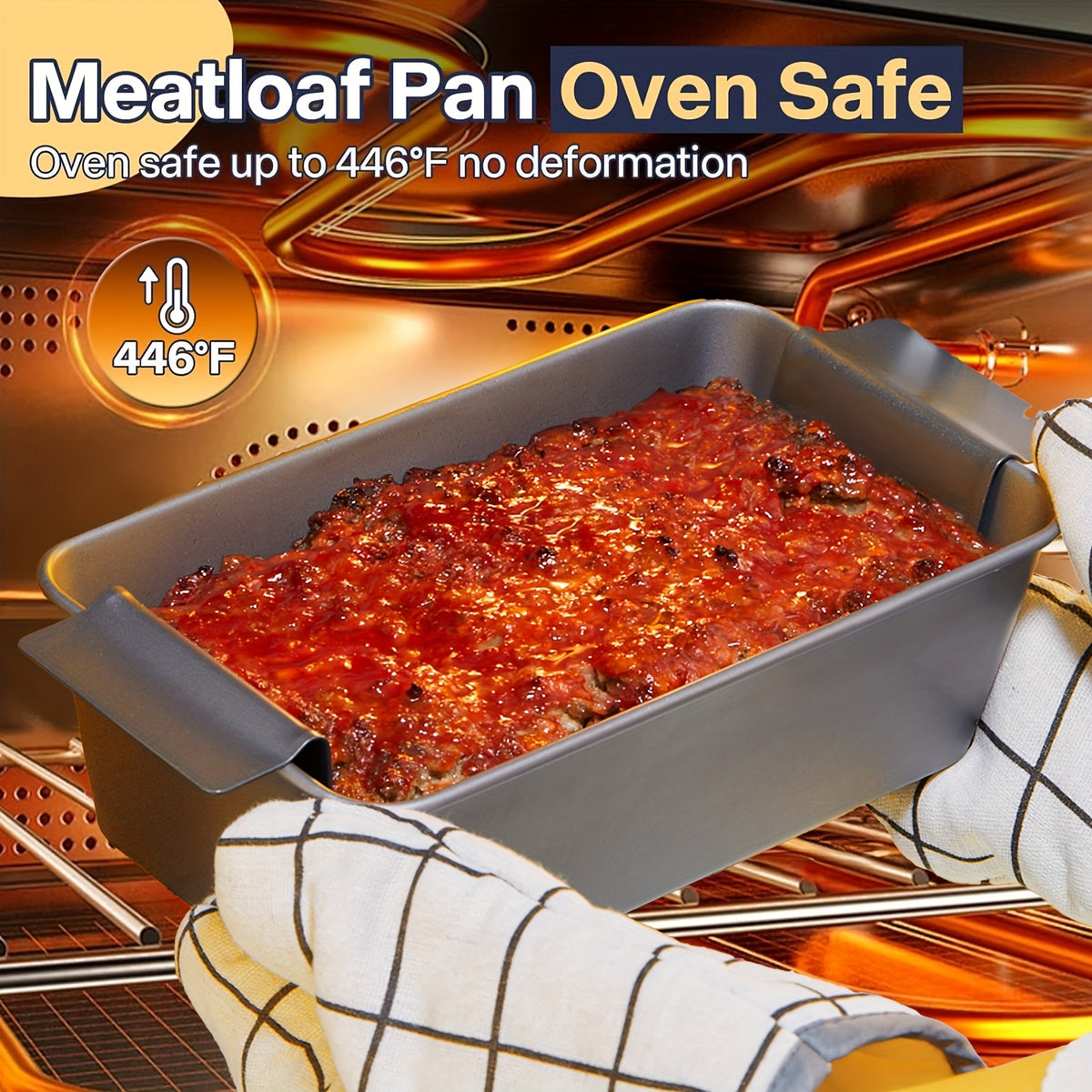 Meatloaf Pan with Drain Tray and Insert, Listed 9 by 5 Inch Nonstick Loaf Baking Design in a Two-Piece Option for Oven Meatloaf and Homemade Banana Bread