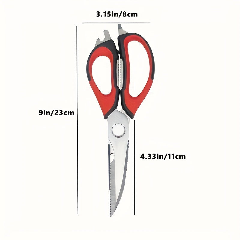 Detachable Kitchen Shears with Magnetic Holder, 7-in-1 Stainless Steel Food Scissors for Meat and Fish Prep, Bottle Opening and Everyday Home Cooking