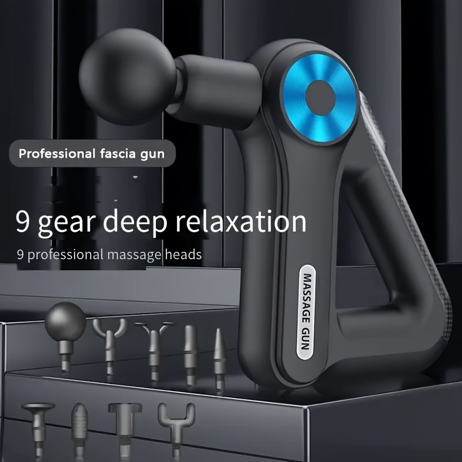 Percussion Massage Gun by Teidea with 9 Attachments and 9 Speed Settings, Compact Portable Muscle Massager in Blue Black or Golden Black for Personal Care