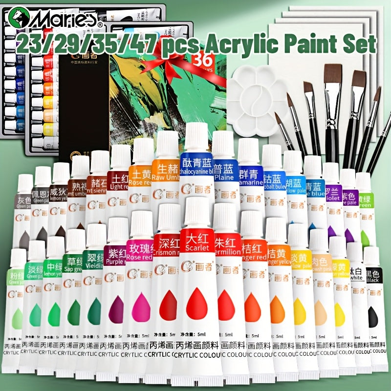 Tube Acrylic Paint Set in 23, 29, 35 or 47-Piece Package Options for Adults and Students, Painting Supplies for Compatible Canvas and Decorative Craft Projects