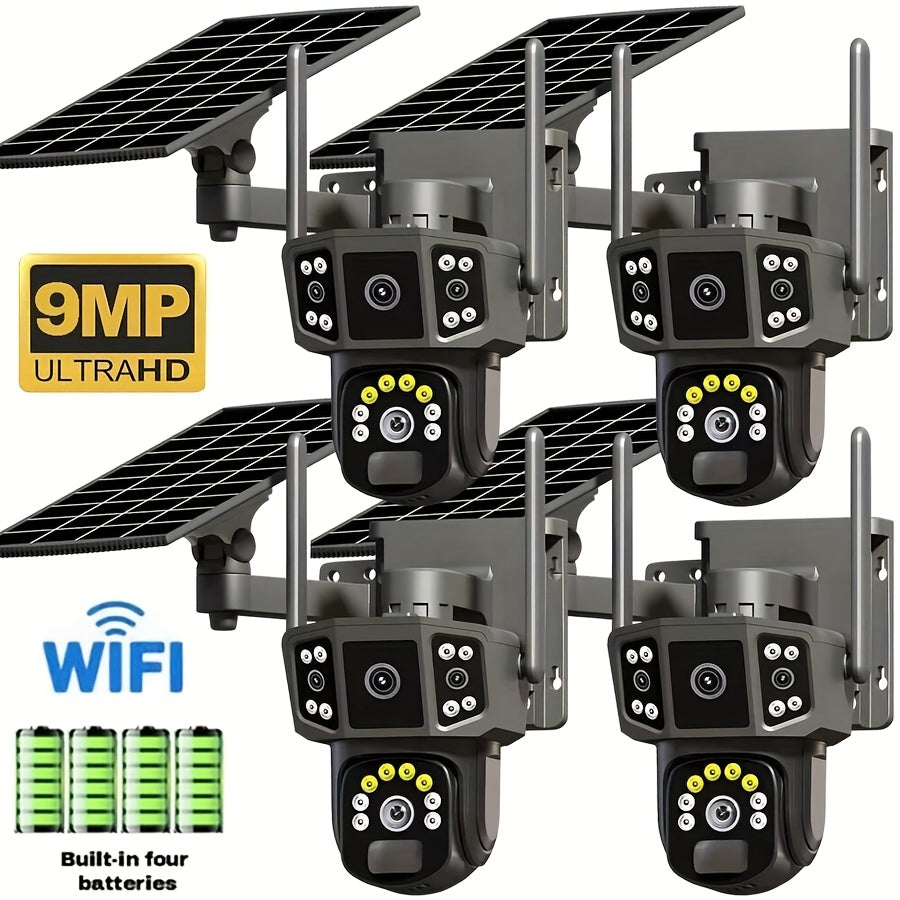 355° PTZ Outdoor Security Camera with 2.4GHz WiFi, Color Night Vision, PIR Sensor, Auto Tracking and Two-Way Audio, Solar and 4K-Labeled Options