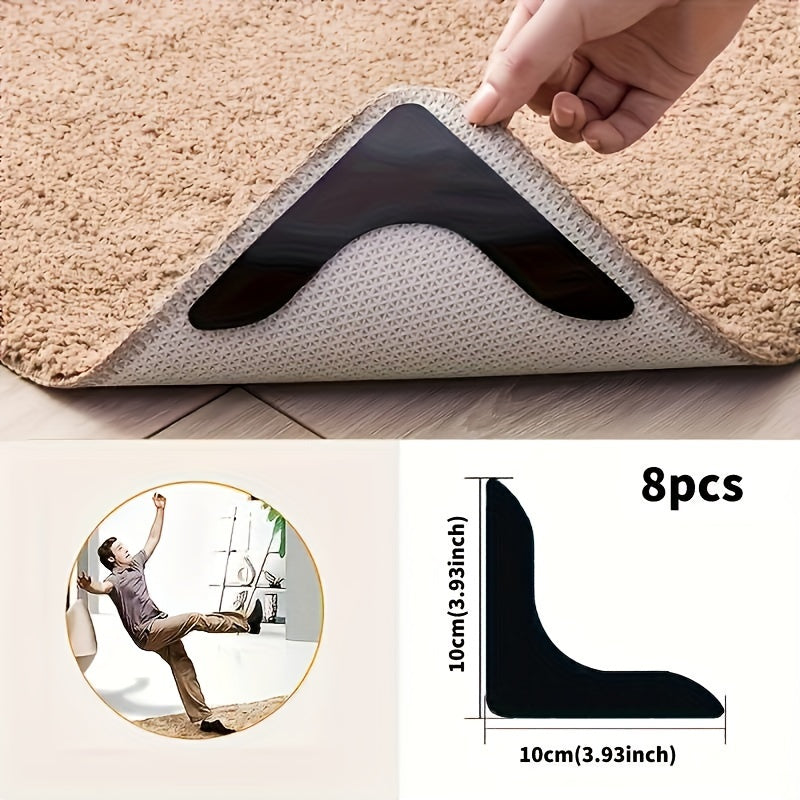 L-Shaped Rug Gripper Stickers for Compatible Carpet Corners, Adhesive Floor Accessories in 4, 8, 20 or 30-Piece Packs for Home Rug Placement