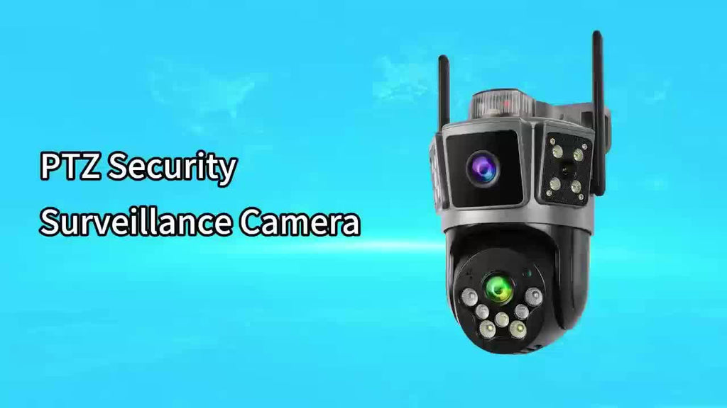 Three-Screen Dual-Lens WiFi Security Camera with Wired DC Power, O-KAM Pro App, 355° Pan and 100° Tilt, Night Vision and Two-Way Audio in White or Grey