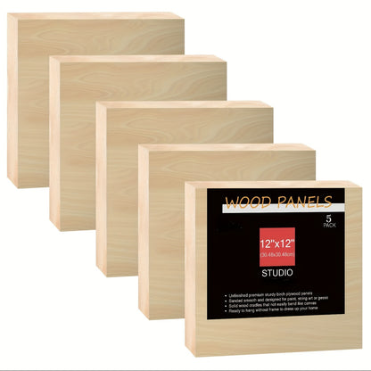 Cradled Wood Painting Panels Cupohus, Unfinished Wooden Art Boards in Five Size Options for Paint Pouring, DIY Crafts and Personalized Artwork Projects