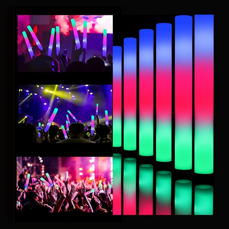 Bulk LED Foam Glow Sticks with Three Listed Flicker Modes, 30 or 50 Piece Party Favor Packs for Weddings, Birthdays, Concerts, Christmas and New Year Celebrations