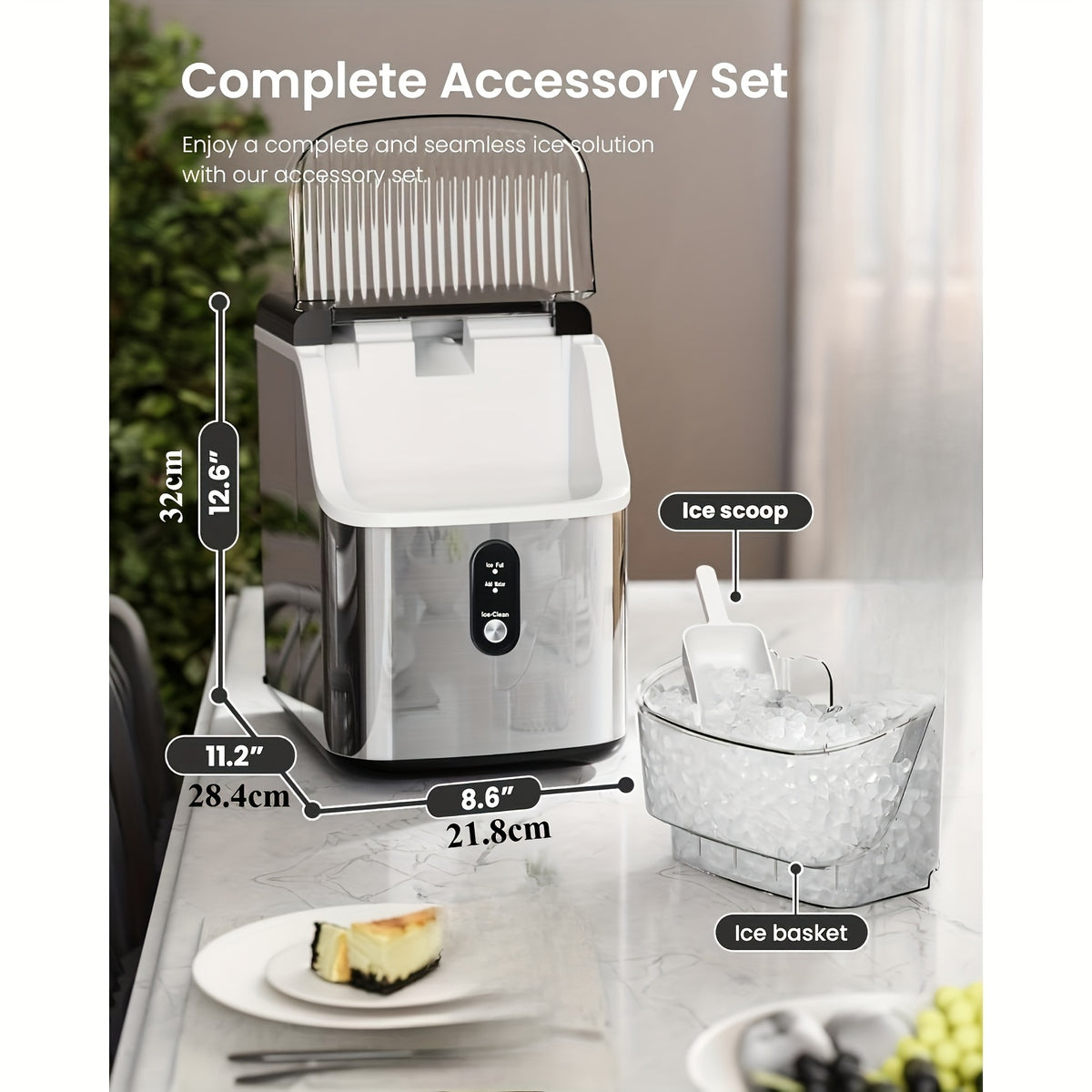 Nugget Ice Maker Countertop 35lbs/Day, Self-Cleaning Pebble Ice Machine with Chewable Ice, 26lbs/Day Bullet Ice Option, Ice Scoop and Basket for Home, Kitchen, Office, Bar and Party