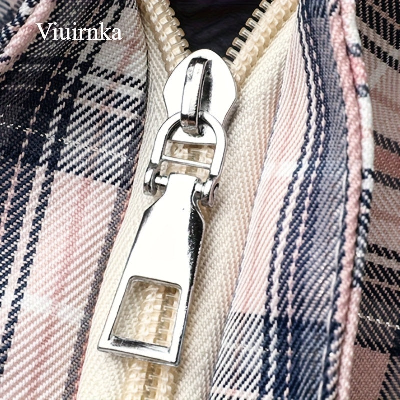 Oversized Plaid Tote Bag for Women, Spacious Shoulder Handbag for Work, School and Everyday Essentials with Classic Check Pattern Styling