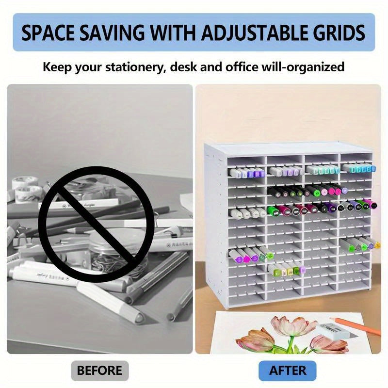Marker Storage Rack with 180 or 240 Slots, Desktop Pen and Colored Pencil Organizer for Art Supplies, Craft Workspaces and Home Office Organization