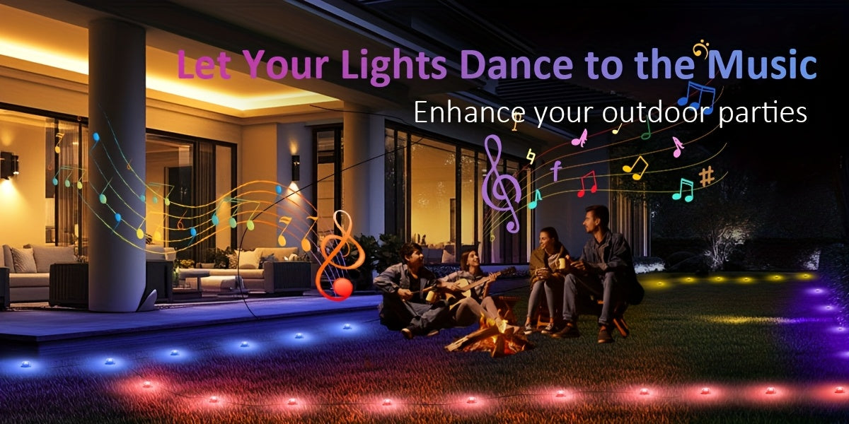RGB Pathway Lights with 50ft, 100ft or 150ft Length Labels, Color-Changing Garden Decor and Listed App, Remote, Timer and Music Sync Functions for Yard Gatherings