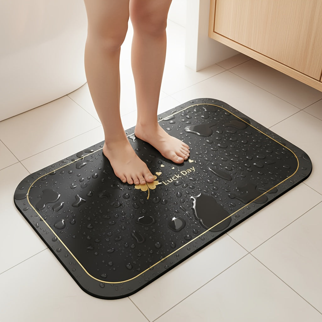 Quick-Drying Bathroom Mat with Diatomaceous Earth Reference, Soft Absorbent Bath Floor Mat with Listed Anti-Slip Design for Shower and Bathtub Areas