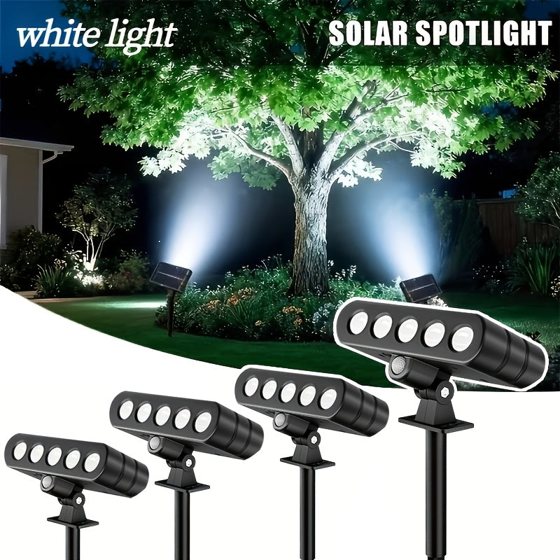 Adjustable Solar LED Outdoor Lights, Four-Pack with Listed 120-Degree Adjustment and Three Modes, Black Housing in White or Warm White Options for Patio and Garden