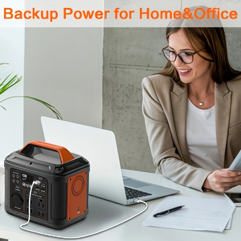 Portable Power Station 300W by SBAOH with Listed 296Wh Lithium-Ion Battery, 100W PD and Digital Display in Orange or Blue with Optional Solar Panel Package