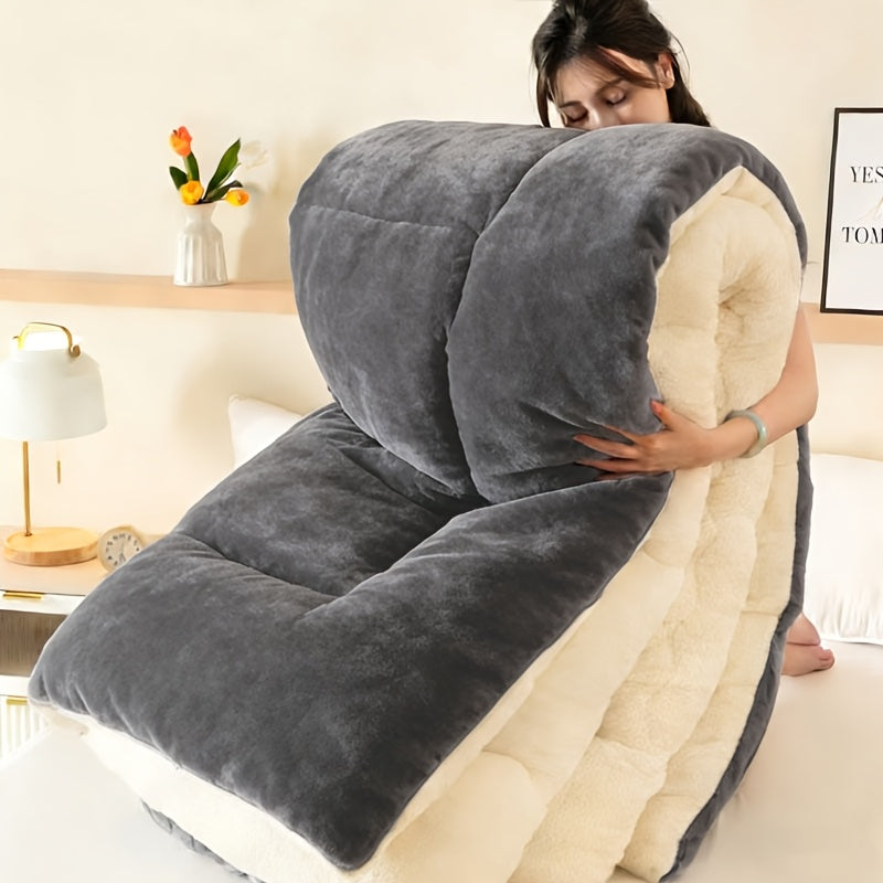 Sherpa Fleece Blanket with Listed Reversible Plush Microfiber Design, Twin XL, Full, Queen and King Options for Sofa Lounging and Cozy Bedroom Layering