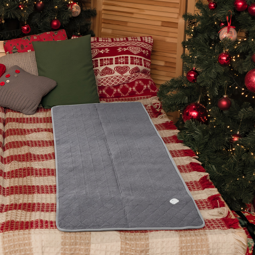 Large Electric Heating Mat in Brown, Firm-Texture Heated Pad with 9 Heat Levels, Remote Control and 1, 2, 4 or 6 Hour Timer for Home Warmth