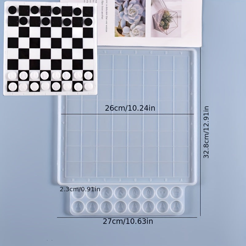 Chess Silicone Mold Set for DIY Epoxy Resin Casting, 3D Chess-Themed Craft Molds for Handmade Table Ornaments and Creative Adult Hobby Projects