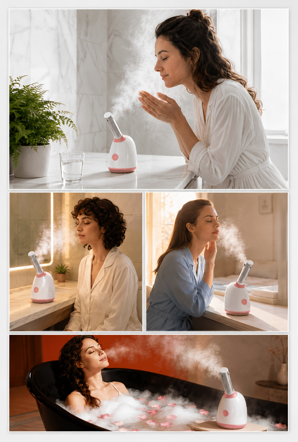 At-Home Facial Steamer Options for Personal Skin Care, Portable, Upgraded and Flagship Models with Listed Rotatable Arm and Accessory References