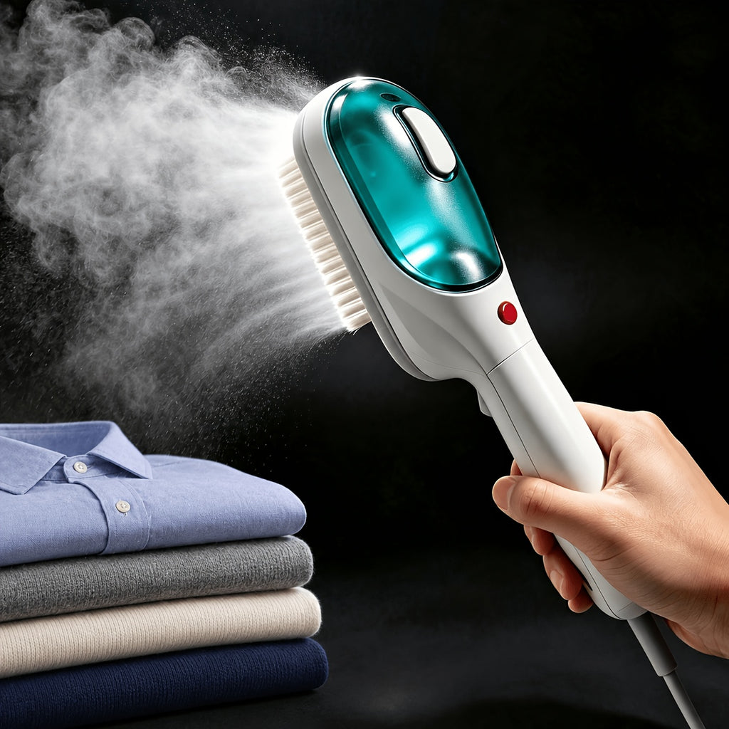 Green Handheld Steam Iron with Horizontal and Vertical Steaming and Dry Ironing, Portable Garment Wrinkle Care Tool for Home, Office and Travel