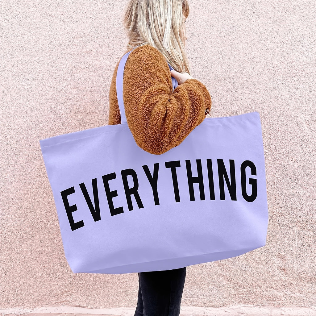 Letter Print Canvas Tote Bag for Women, Large-Capacity Top-Handle Shopping and Commuter Handbag in Multiple Colors for Everyday Errands