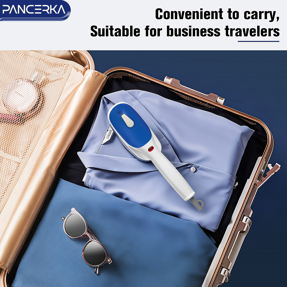 PANCERKA Portable Steam Iron for Clothes with Listed 25-Second Heat-Up, Horizontal and Vertical Steaming and Dry Ironing in Blue or Green