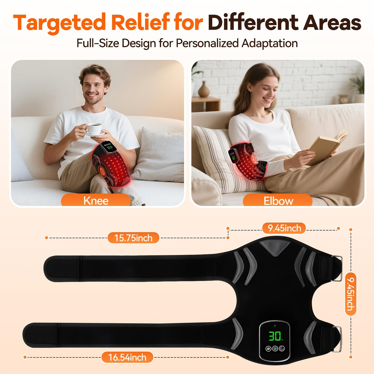 Warming Knee Cushion with Heat and Vibration Massage, Single Cordless Knee Aid with USB Charging and Listed Rechargeable Nickel Battery for Personal Comfort