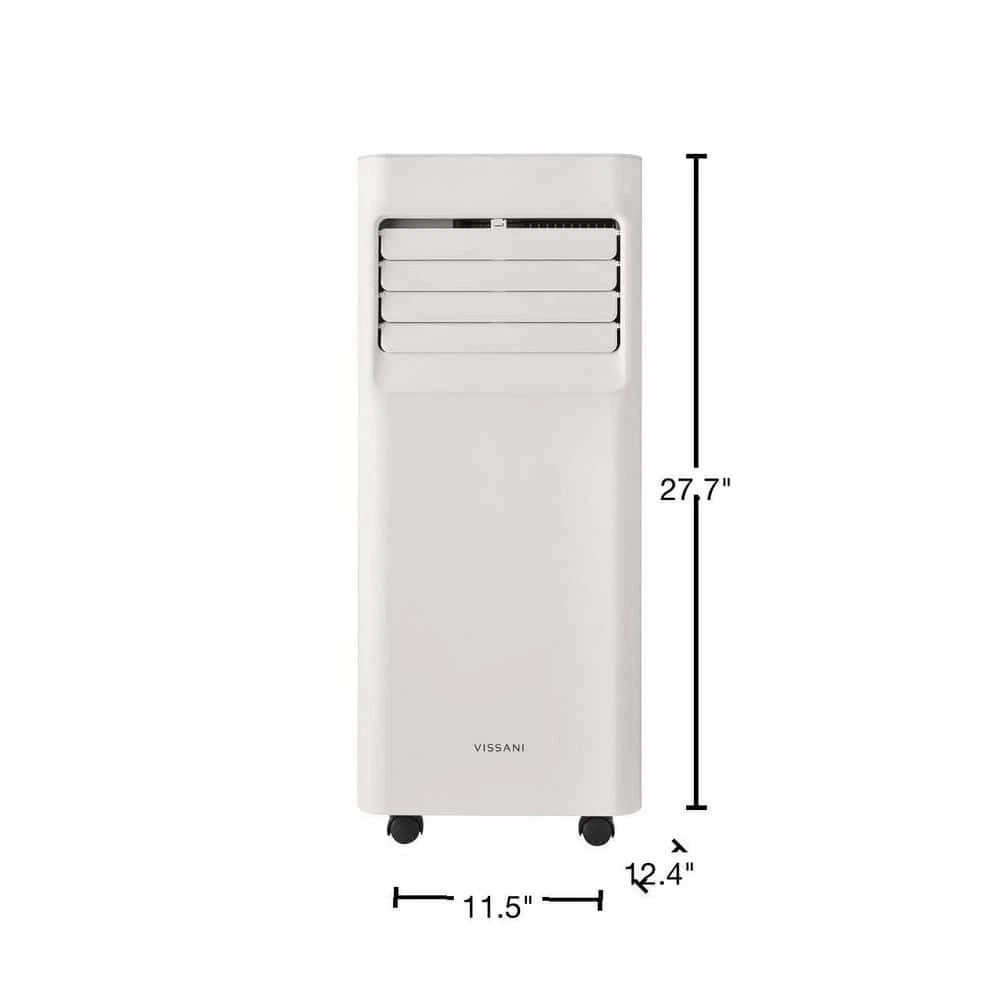 Vissani Portable Air Conditioner in White, 115V 3-in-1 Unit with Remote, 24-Hour Timer, Washable Filter and Casters, 5000 or 6000 BTU-Labeled Options