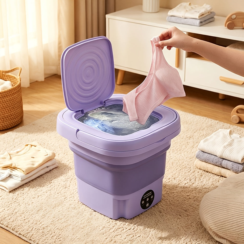 Portable Mini Washing Machine with 2.38gal Listed Volume, Foldable Small-Load Washer for Socks, Underwear and Small Garments, Home Laundry and Travel Storage