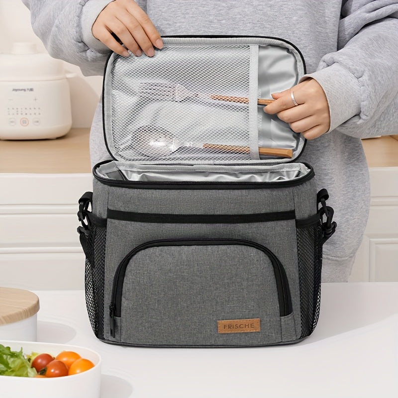 Insulated Lunch Bag with Adjustable Shoulder Strap and Carry Handle for Everyday Meal Transport, Reusable Work Lunch and Picnic Carrier in Three Color Options