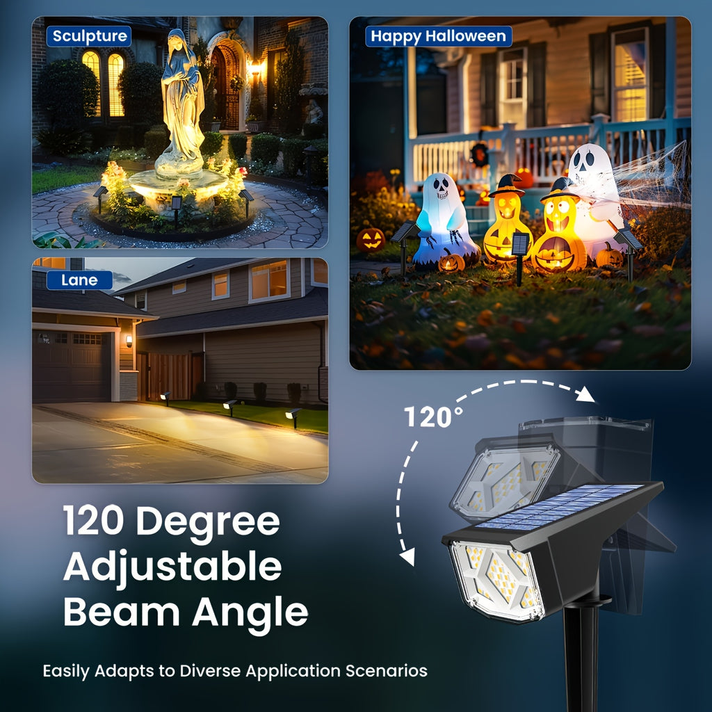 Solar Landscape Spotlights in Warm or Cool White, 4, 6 or 10 Pack Garden Accent Lights with Listed 38 LEDs and Three Modes for Pathway and Holiday Decor