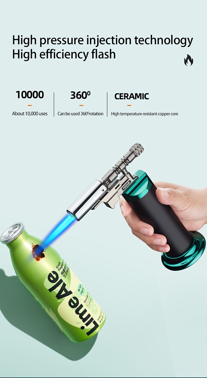 Refillable Torch Lighter, Gas Not Included, Adjustable Flame Reference in Black or Bohemian Options for Adult Barbecue, Camping and Kitchen Equipment