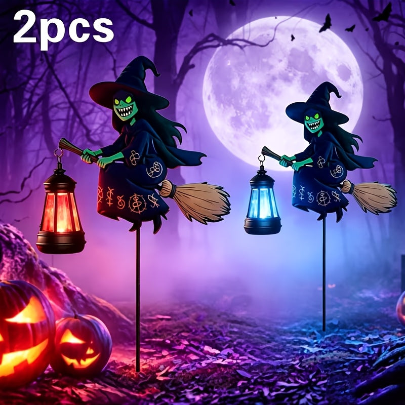 Solar Hummingbird Lantern Pair, Two-Piece Hanging Garden Light Set in Warm or Multicolor Options with Metal and Plastic Construction for Courtyard and Party Decor