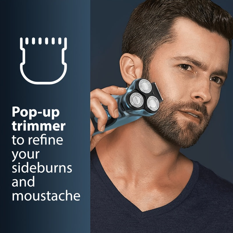 Sejoy Men's Electric Shaver with Pop-Up Trimmer, 3D Floating Head and LCD Display, Listed One-Hour Fast Charging in Blue, Light Blue or Gray