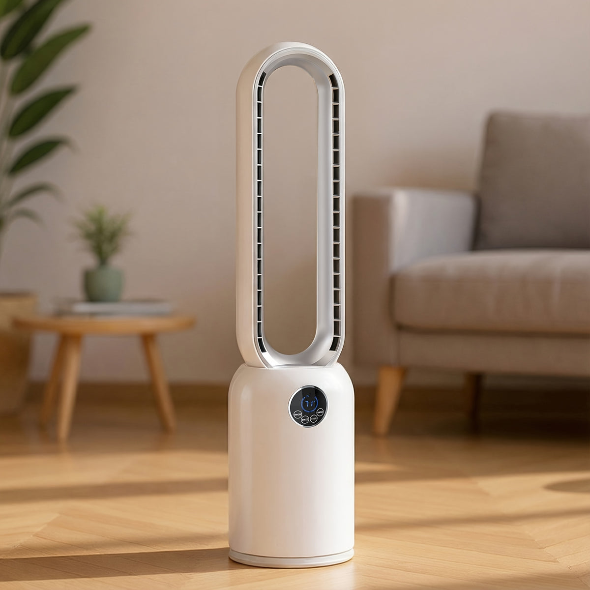 36-Inch Bladeless Tower Fan with Remote, 24 Speeds, 90-Degree Oscillation and 12-Hour Timer, Touch LED Display for Bedroom, Living Room and Office Airflow