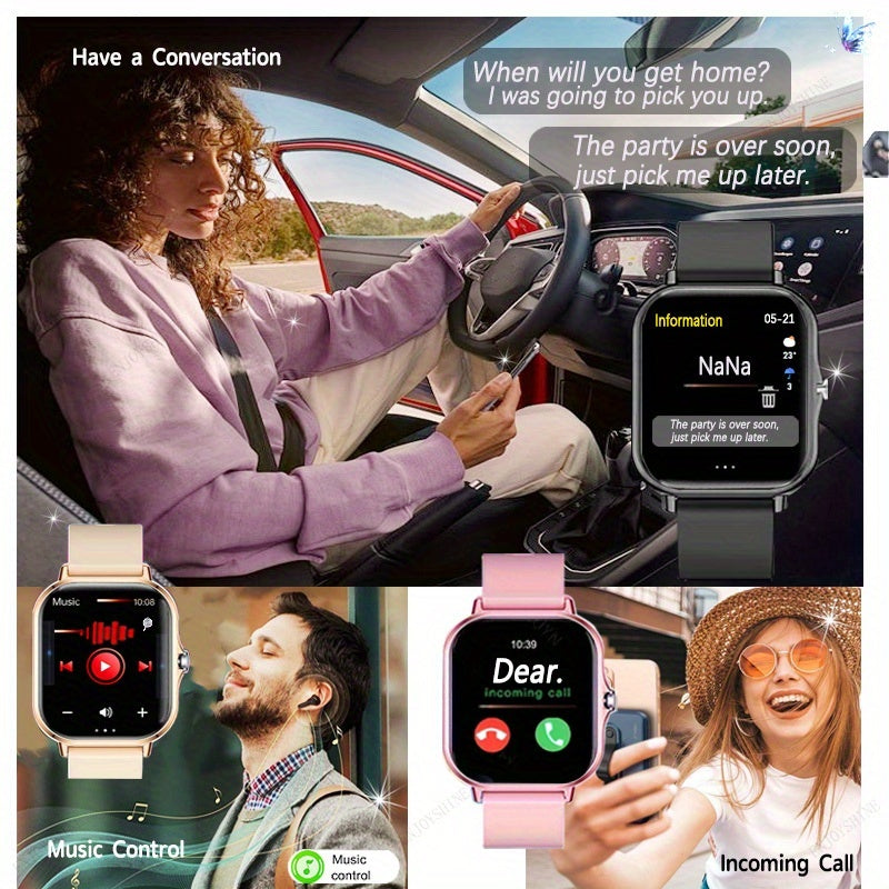 Smart Watch with Dual TPU Straps, 1.83-Inch Full Touchscreen, Wireless Calling and Message Alerts, Pedometer and Sports Modes for Men and Women