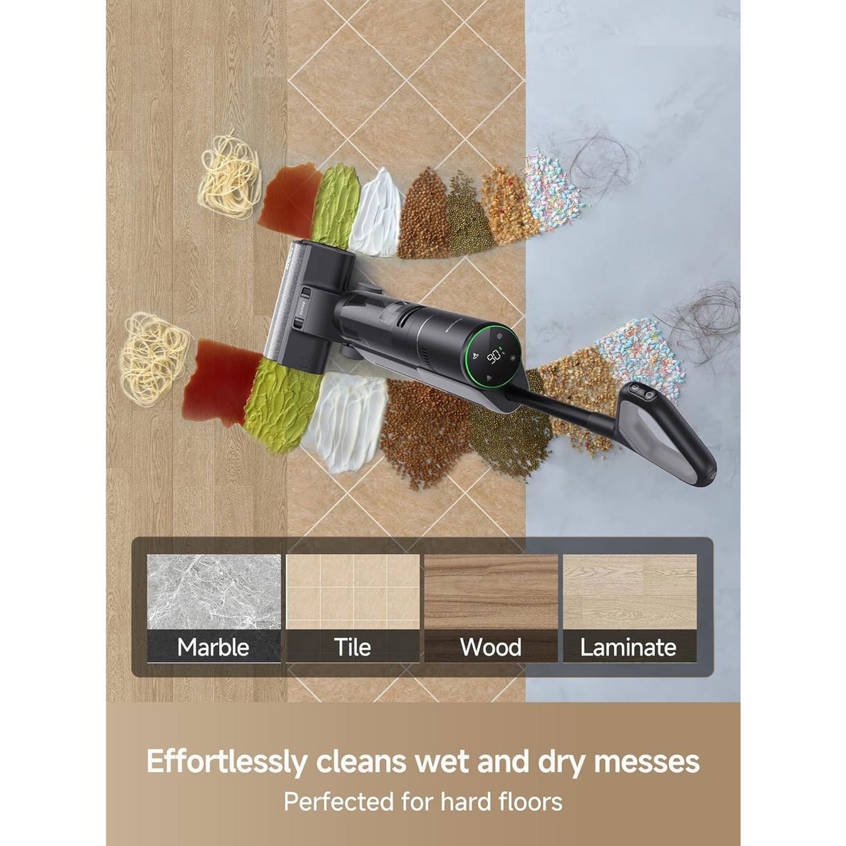 Dreame H12 Pro Wet Dry Vacuum Cleaner, Hard Floor Vacuum and Mop Combo with Smart Mess Detection and Anti-Tangle Brush, 35-Min Runtime and Hot Air Self-Cleaning, Refurbished, with 30.43oz Water Tank