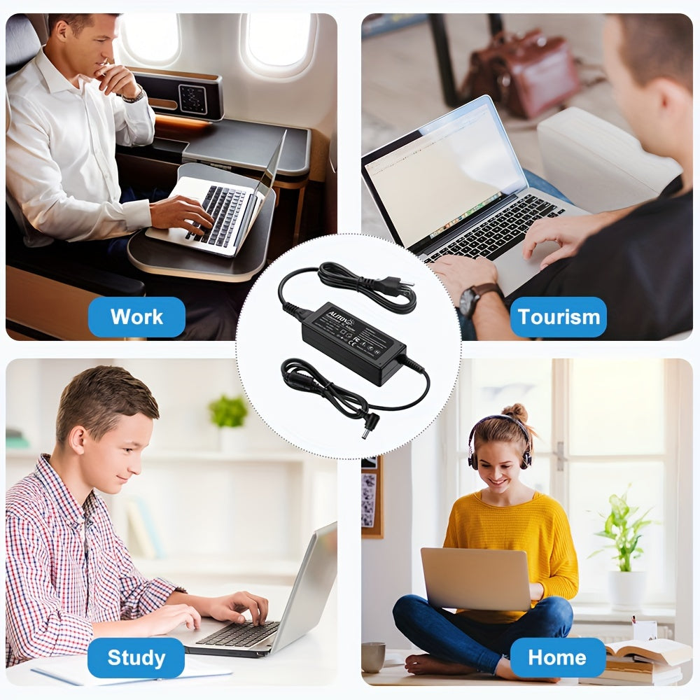 19V Power Supply Adapter with Listed 3.42A 65W Maximum Output, 3.0 x 1.1mm Connector or 5.5 x 2.5mm Nine-Tip Option for Compatible Laptops and Monitors