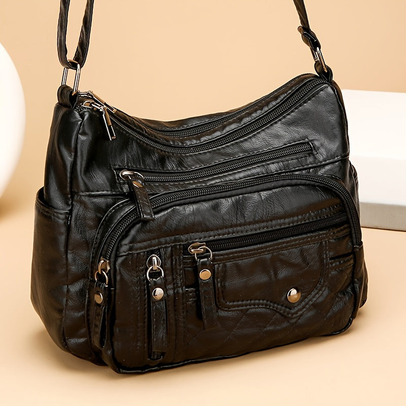 Nylon Shoulder Bag with Adjustable Strap and Zipper Closure, Listed 25 x 18 x 8 cm Size in Red, Black or Brown for Everyday Essentials and Gift Ideas